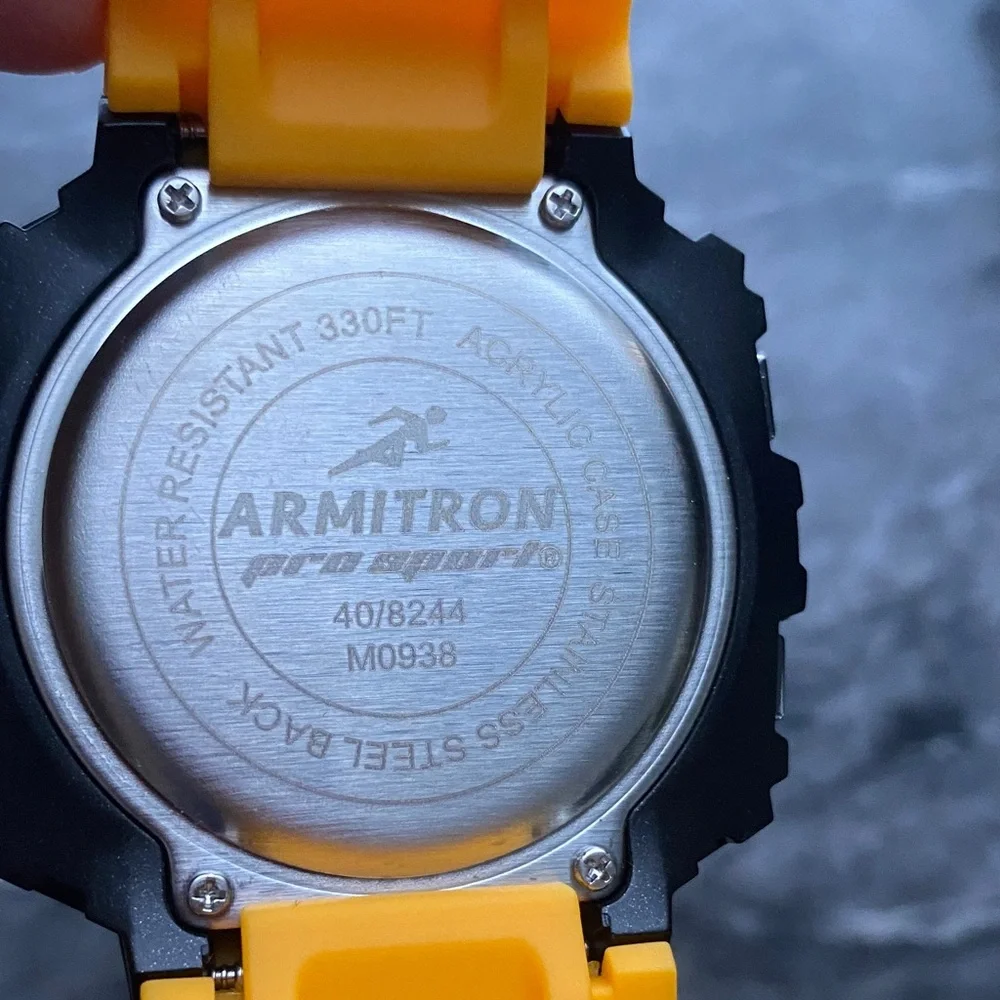 Man Armitron Black and Orange Digital Smartwatch